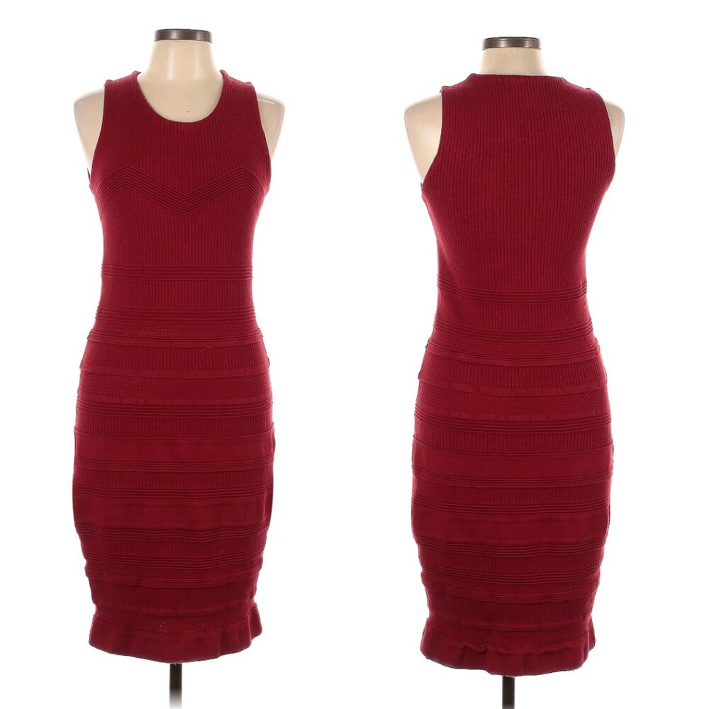 Rachel Roy‎ Collection Red Cable Knit Sweater Dress Minimalist Cozycore Holiday